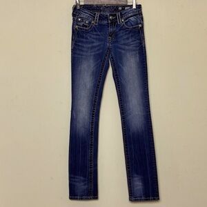 Miss Me Women's Straight Leg Jeans in Dark Blue Wash